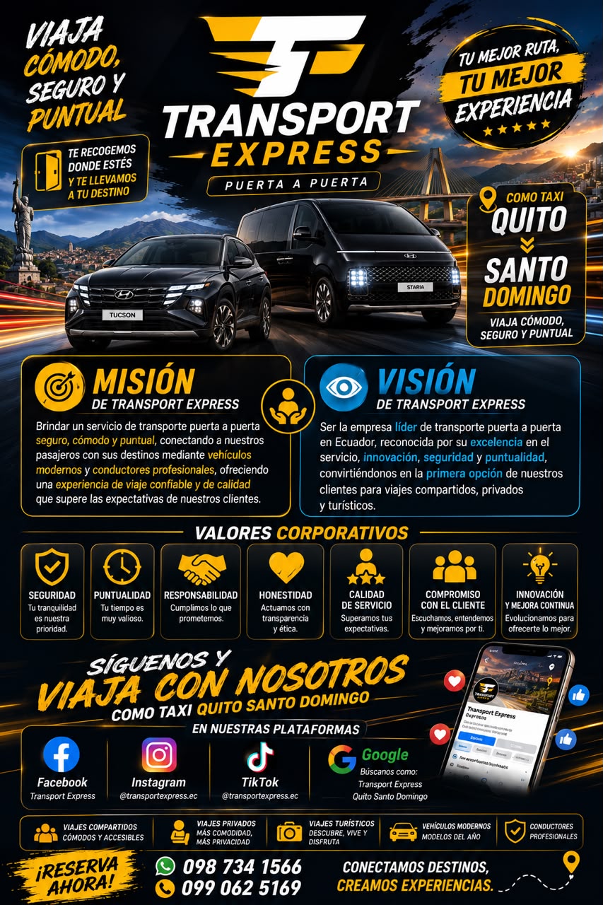 Misión, visión y valores corporativos de Transport Express